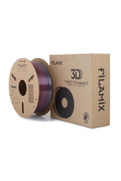 FİLAMİX Silk Rainbow Pla Filament 1.75mm 1Kg - İpek Parlak Gökkuşağı Geçişli