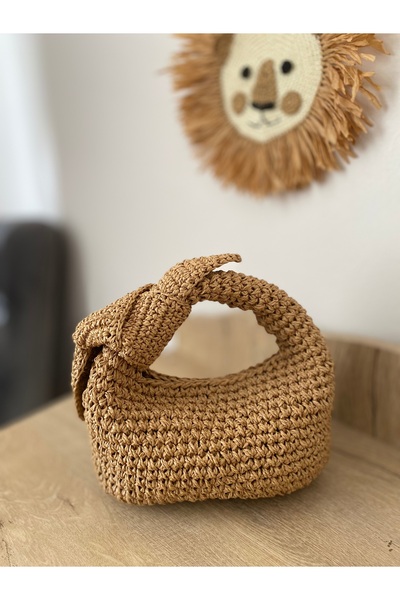 El Emeği Fiyonklu Hasır çanta