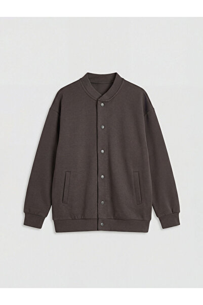 LC Waikiki Anthracite College Collar Snap Closure Boys' Jacket