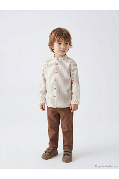 LC Waikiki Trendlucky Farkıyla Hakim Collar Linen Blend Baby Boy Shirt and Pants