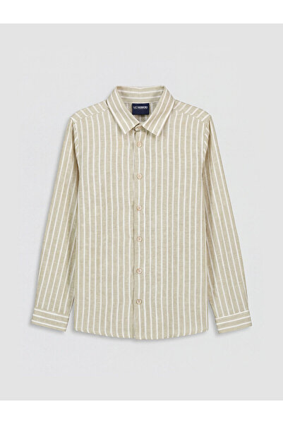 LC Waikiki Khaki Striped Linen Blend Boys' Shirt