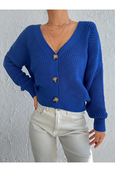 civetta Women's Long Sleeve Button Detail Knitwear Cardigan