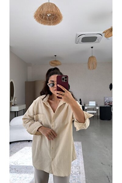 yonca aksesuar Women's Single Pocket Oversize Ketem Shirt