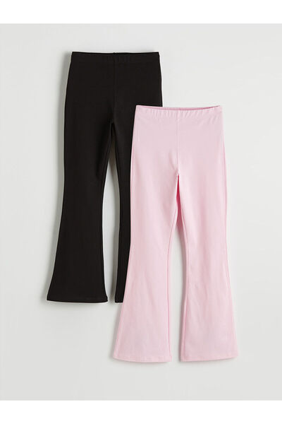 LC Waikiki Μαύρο κοριτσίστικο κολάν ισπανικού τύπου με ελαστική μέση, σετ 2 τ...