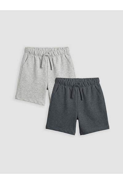 LC Waikiki مجموعة إلسيفا شورتات للأولاد باللون الرمادي مع جيوب، عبوة من قطعتين