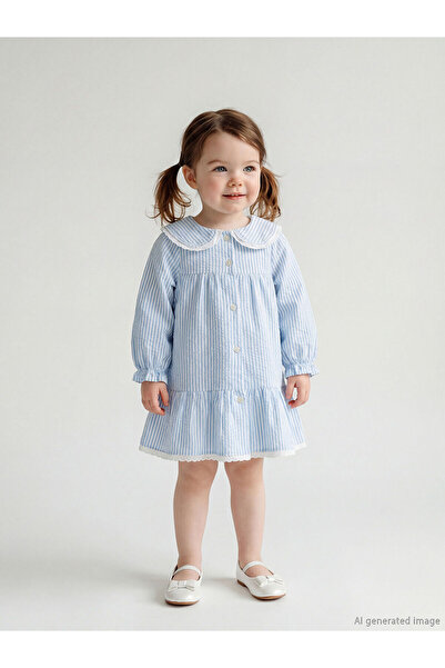 LC Waikiki Nevavm Farkıyla Bebe Yaka Striped Baby Girl Dress