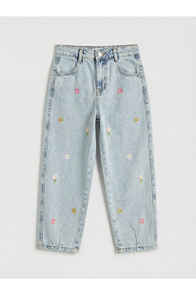 LC Waikiki Pantaloni de blugi pentru fete, brodați, model Blue Balloon Fit