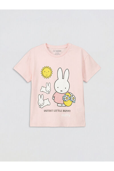 LC Waikiki GÜLİS GİYİM'DEN Pembe Bisiklet Yaka Miffy Baskılı Kız Çocuk Tişört