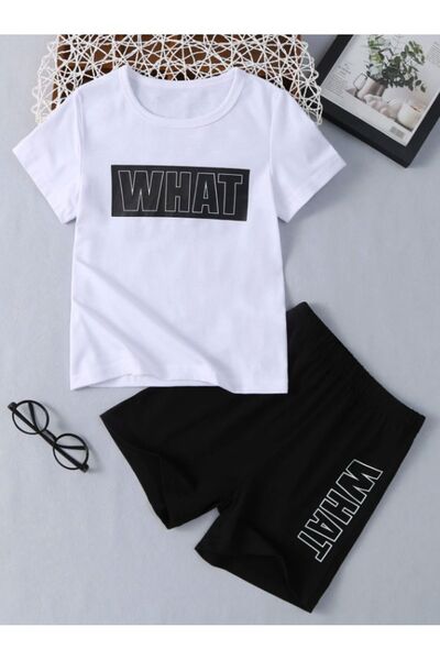 Kids Letnje šortsevi za devojčice i dečake, crne i bele, T-shirt kompleta