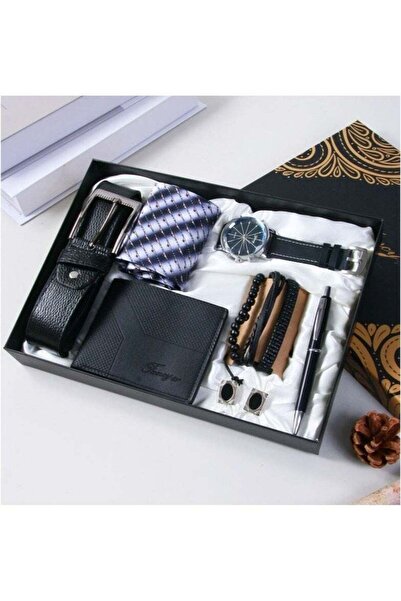 Arabest طقم ساعة رجالية كهدية، علبة هدايا أنيقة، سوار جلد فاخر