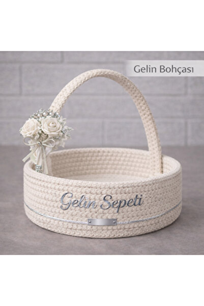 RH GALAXİ TEKSTİL Kişiye Özel Hasır Gelin Sepeti 30 pcm | Gelin Bohçası Sepet...