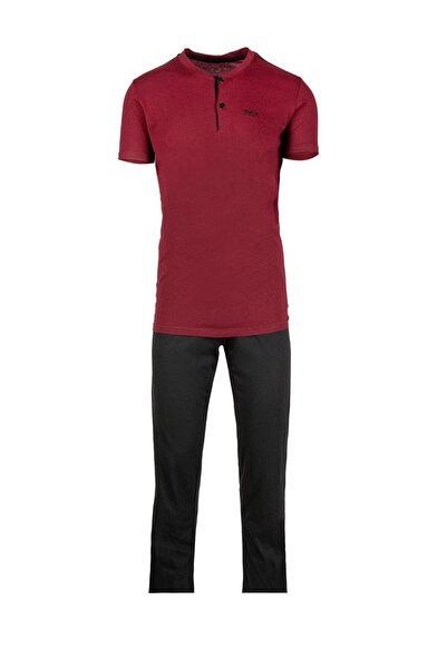 BSM Men's burgundy and black pajama set (two pieces)