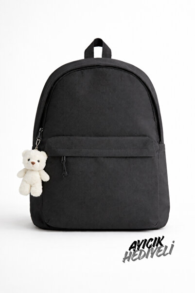 Mabai Unisex Teddy Bear Print School Bag S.I. Black Backpack Primary School M...