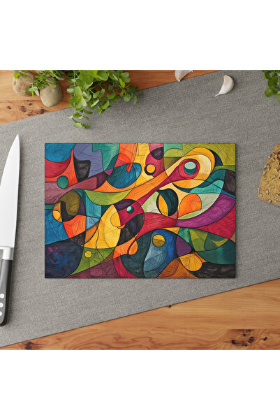 Generic Brand Geometric Tempered Glass Cutting Board, Non-Slip Surface, Styli...