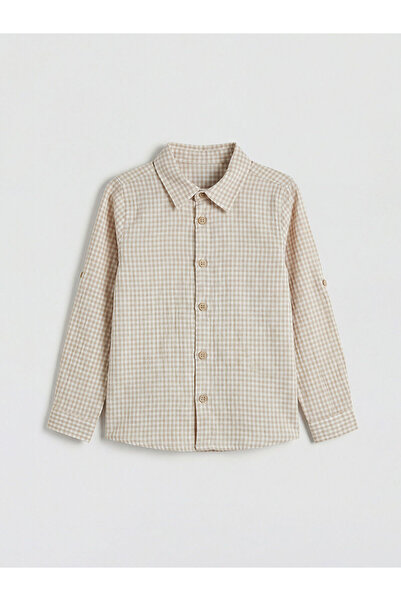 LC Waikiki قميص إلسيفا كوليكشن للأولاد منقوش باللون البيج