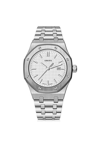 AIMANA Luxury Men's Watch Blue Grid Dial, Stainless Steel Bracelet, Date Func...