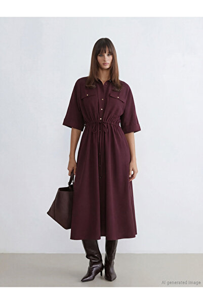 LC Waikiki Peak New Season Gathered Crepe Shirt Dress