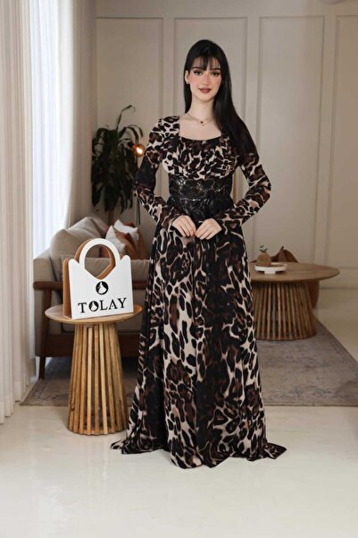 tolay Leopard evening dress