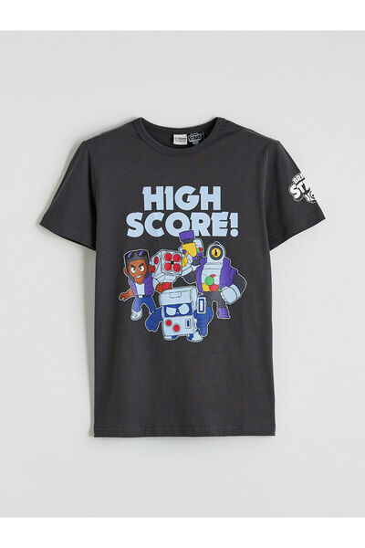 LC Waikiki Μπλουζάκι για αγόρια Anthracite Crew Neck Brawl Stars με τύπωμα