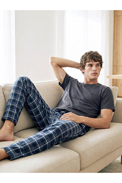 LC Waikiki Meral Collection Anthracite Standard Fit Men's Pajama Set