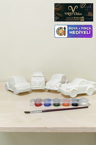 VRDCHLOE 4'lü Klasik Vosvos Porş Araba Boyama Seti - Plastik! Eğitici Figür (...