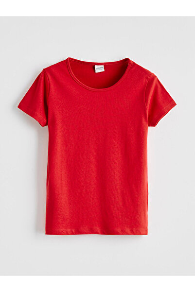 LC Waikiki Trendlucky Girls' T-Shirt with Oval Collar and Contrast