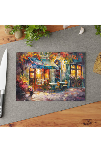 Generic Brand لوح تقطيع من الزجاج المقوى بتصميم المدينة الحضرية، تصميم أنيق و...