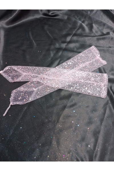 Qrsln Vespera Sparkling Sequined Shahmaran Gloves Baby Pink