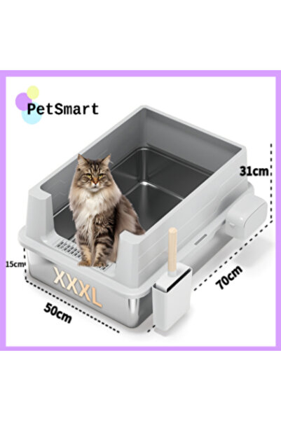 cat litter box-Ella XXXL Stainless Steel Cat Litter Box with Lid, Odorless XX...