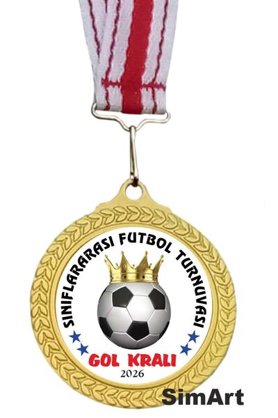 SimArt Design GOL KRALI MADALYASI futbol topu Standart Baskılı altın madalya