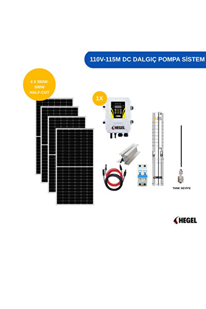Hegel DC POMPA 4 adet Güneş Paneli ile Çalışan 110 Volt Sulama Paketi - Max.1...
