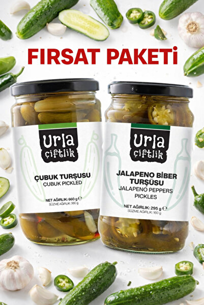 URLA ÇİFTLİK Gurme Turşu 2 li Fırsat Paketi (Jalapeno Turşu-Çubuk Turşu)
