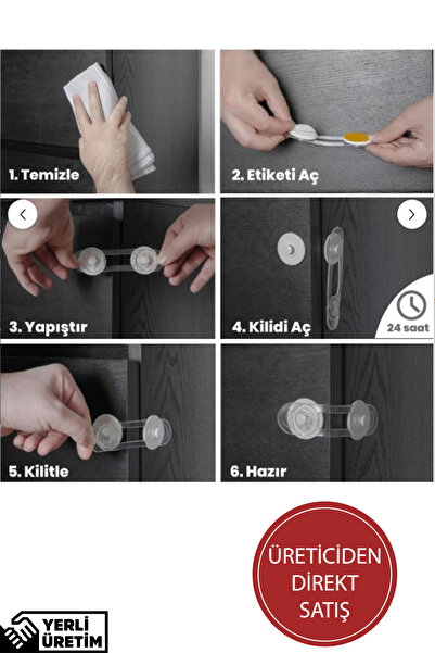 İdeal Baby 1 Adet Güvenlik Emniyet Kilidi Çok Amaçlı Çekmece Kilidi Dolap Fırın Buzdolabı Kilidi Evde Güvenlik