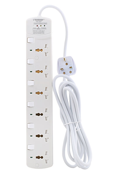 Terminatör Terminator Brand Universal Power Extension Socket with Surge Prote...