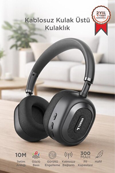 Torima Bluetooth Kulaklık Kulak Üstü Kablosuz Kulaklık HD70 Siyah