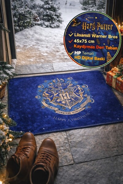 TOYFEST سجادة باب هاري بوتر هوجورتس بشعار عيد الميلاد مقاس 45×75 مضادة للانزل...