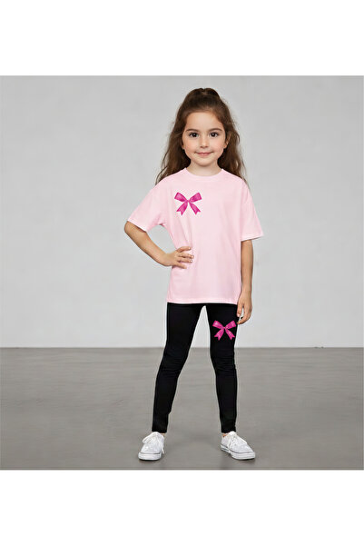 CACTUS COLLECTION Bow Ribbon Printed Top and Bottom Set T-Shirt Tights