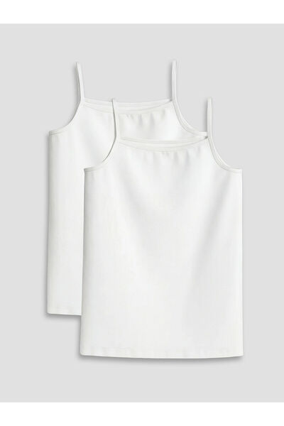 LC Waikiki مجموعة إلسيفا: قميص داخلي أبيض للفتيات بياقة مربعة وحزام من الخيط،...