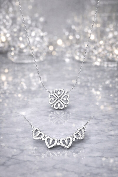 Nutly Accessories Açılan Yonca Kolye 4 Kalp Tasarım – Sevgiliye Romantik Hediye