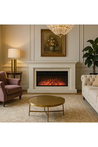 özgürce 1800W Retro Beton Dekoratif LED Elektrikli Şömine Isıtıcı, 3D Odun Al...