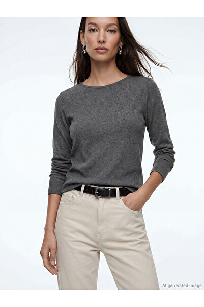 LC Waikiki Nevavm Farkıyla Lcw Everyday Anthracite Oval Neck Women's Bodysuit...