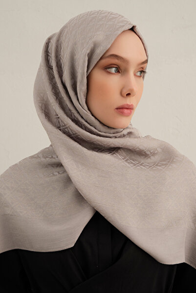 Armine Lyocell Shawl - Double a Logo Pattern - Aly5-07 - Light Mink