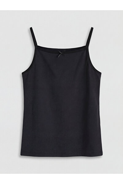 LC Waikiki Ozmarka New Season Square Collar Rope Strap Girls' Undershirt