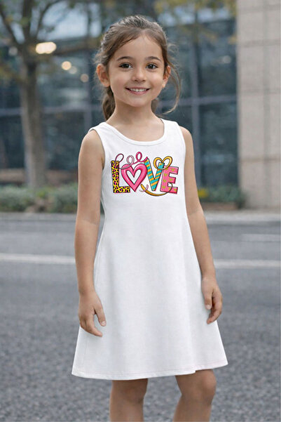 CACTUS COLLECTION Rochie de vară pentru fete cu imprimeu LOVE