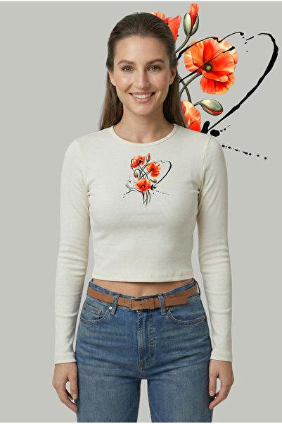 Kurun's Collection Bluză cu mânecă lungă din țesătură moale Orange Floral cu ...