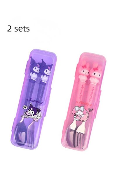 Choice5 2 sets 2pcs/set Stainless Steel Fork And Spoon Set, Hello Kitty Carto...