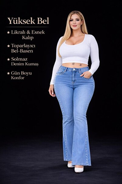 EYLÜLXXL Spanish Legs Large Size Jeans Pants