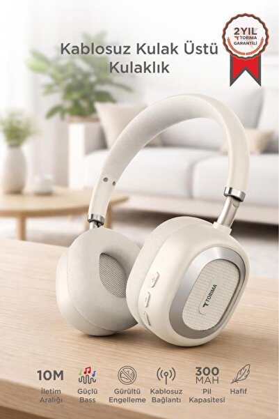 Torima Bluetooth Kulaklık Kulak Üstü Kablosuz Kulaklık HD70 Bej