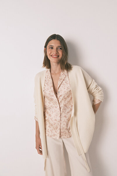 Perspective Pink Satin Shirt Collar Floral Pajama Set