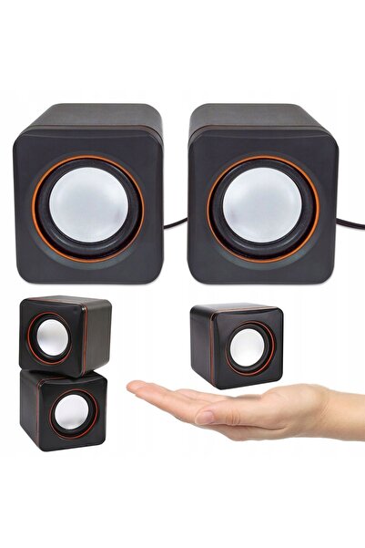 CN Set of 2 PC speakers, 2.0, Jack/USB, 5W, 7 x 7 x 6.8 cm, Black